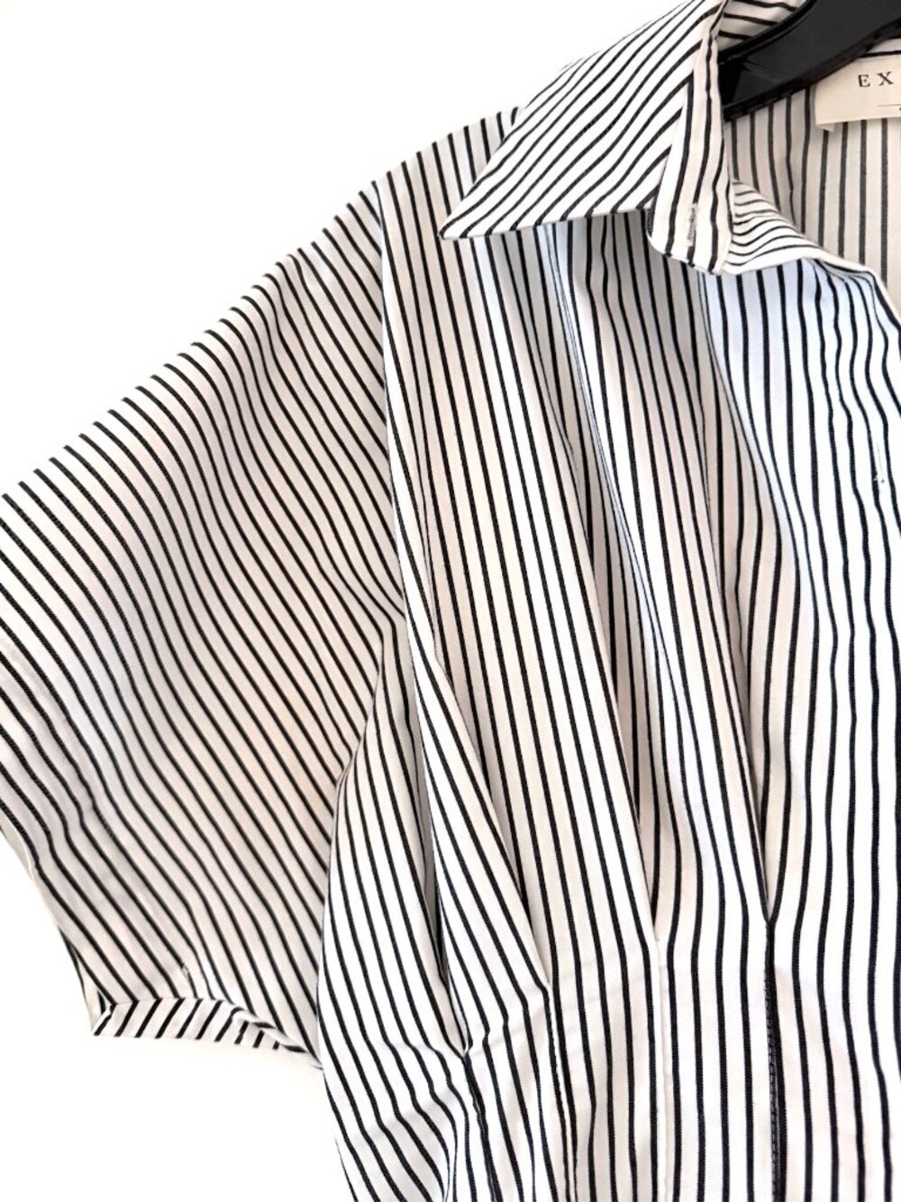 Anthropologie Tobie Black & White Striped Pleated Midi Shirt Dress, Size PS - Picture 3 of 5